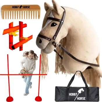 Hobby horsing HOBBY HORSE SADA: KŮŇ NA TYČI A3 + SKOKOVÁ PŘEKÁŽKA 120 CM + HŘEBEN