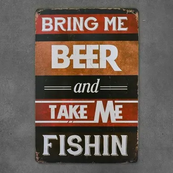 Obraz Kovová dekorativní cedule TAKE ME FISHIN