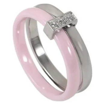 Šperk Prosperk Prsten keramika s ocelí růžový Velikost prstenů: 12 (EU: 68-69)