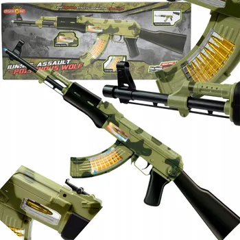 Vojenská Puška Maskáčový vibrace, světla, zvuky, 70cm Kalašnikov , AK47 Kalašnikov