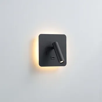 Ambient reading spot LED nástěnné svítidlo s USB Černá