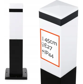 Venkovní osvětlení ZAHRADNÍ STOJACÍ LAMPA 45cm VENKOVNÍ SLOUPEK E27 ČTVERCOVÁ ČERNÁ