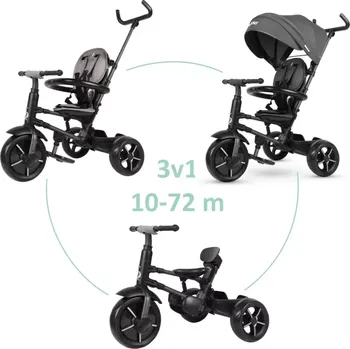 Dětská tříkolka QPLAY Tříkolka Rito star, skládací, věk 10-72 měsíců Black