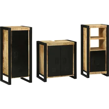 Koupelnový nábytek vidaXL Sada koupelnového nábytku s policí 3 pcs Masivní mangové dřevo [3305630]