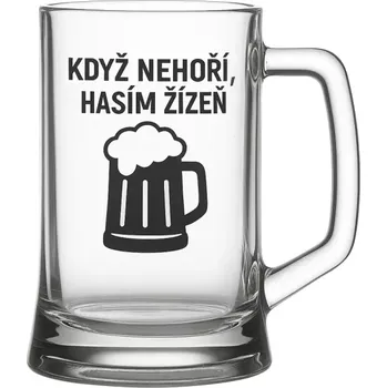 Sklenice Půllitr s pískovaným motivem "Volný čas hasiče" (Půllitr s pískovaným motivem hasičského volného času, skleněný)