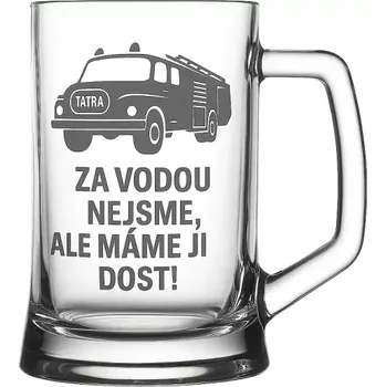 Sklenice Půllitr s pískovaným motivem "Hasičská Tatra" (Půllitr s pískovaným motivem Tatry hasičů, skleněný)