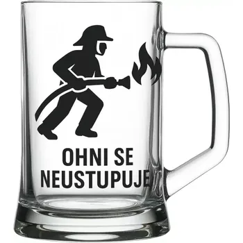 Sklenice Půllitr s pískovaným motivem "Ohni se neustupuje" (Půllitr s pískovaným motivem Ohni se neustupuje, skleněný)