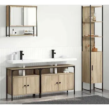 Koupelnový nábytek vidaXL Sada koupelnového nábytku 4 pcs Sonoma dub kompozitní dřevo [3399395]