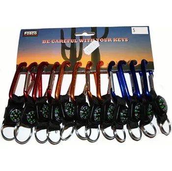 karabina Karabina s kompasem kovová - stříbrná