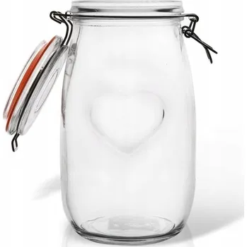 Dóza na potraviny Zavařovací Sklenice s klipem skleněná 1,5 l