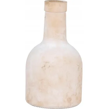 Váza Skleněná vázička stylizovaná, průměr 8x16 cm, béžová/bílá Articasa