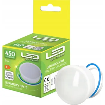 Žárovka LED vložka 5 W integrovaný zdroj 450 lm bílá neutrální kulatý 4000 K