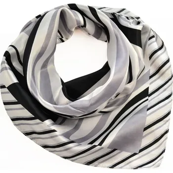 Šátek Šátek saténový - šedo-bílé pruhy