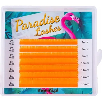 Umělé řasy Neonově oranžové řasy Paradise Lashes, barevné Moemi C 0.07 MIX (7-13mm)