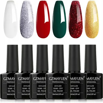 Přípravek na nehty GZMAYUEN - Sada gelových laků na nehty - 6 kusů - 10ml - Vánoční barvy