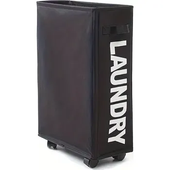 Koš na prádlo Skládací koš na prádlo s kolečky, černá, LAUNDRY TYP 5