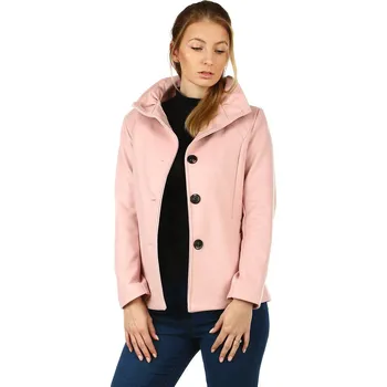 Dámský kabát TopMode Dámský krátký flaušový kabát 505309 růžová M
