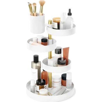 Šperkovnice Umbra organizér na kosmetiku PIROUETTE, bílá/mosazná