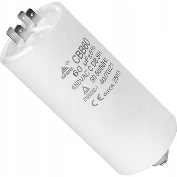 Kondenzátor Rozběhový kondenzátor motoru 60uF 450 V M8 navijáku konektory CBB60