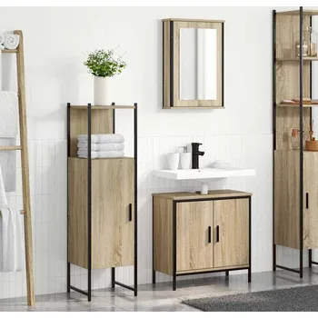 Koupelnový nábytek vidaXL Sada koupelnového nábytku s policí 3 pcs Hnědá Kompozitní dřevo [3345149]