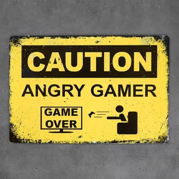 Obraz Kovová dekorativní cedule ANGRY GAMER 1