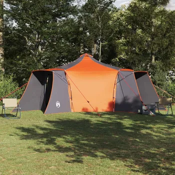 Stan vidaXL Tipi stan se střechou Šedá a oranžová 492 x 492 x 275 cm textil [42000989]