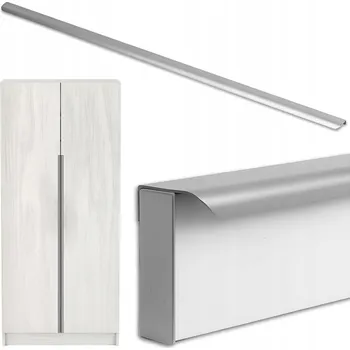 NÁBYTKOVÁ ÚCHYTKA ŠEDÝ HRANOVÝ DLOUHÝ 120 CM PRO NÁBYTEK SKŘÍNĚ ZÁSUVKY