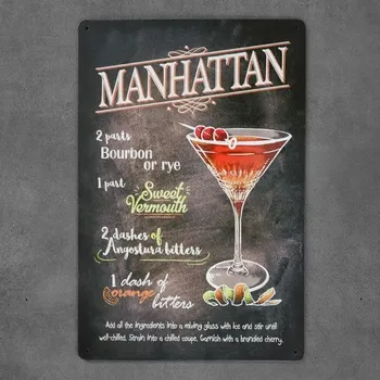 Obraz Dekorativní kovová cedule MANHATTAN RECIPE