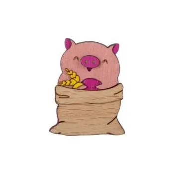 Brož Brož Prase v žitě ze dřeva s praktickým zapínáním a možností výměny či vrácení do 30 dnů zdarma. - BR234