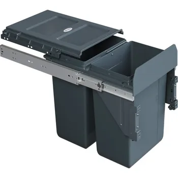 Odpadkový koš Výsuvný odpadkový 2-koš 300mm, s úchyty dvířek, 2x11 l, K30 antracit (Výsuvný odpadkový 2-koš s úchyty dvířek, 2x11 l, K30 antracit )