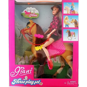 Panenka ŽOKEJSKÁ PANENKA S KONĚM + PŘÍSLUŠENSTVÍ PRO PANENKA - HELMIČKA