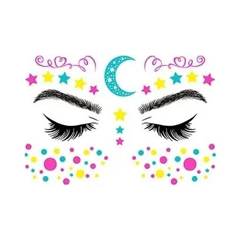 Odstranitelné tetování Fluorescenční tetování na obličej - Měsíc a puntíky