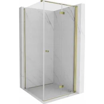 MEXEN MIST-F T SPRCHOVÝ KOUT SKLÁDACÍ PRAVÝ 85X85 CM TRANSPARENTNÍ ZLATÝ