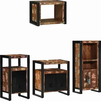 Koupelnový nábytek vidaXL Sada koupelnového nábytku 4 pcs Masivní obnovované dřevo [3305663]