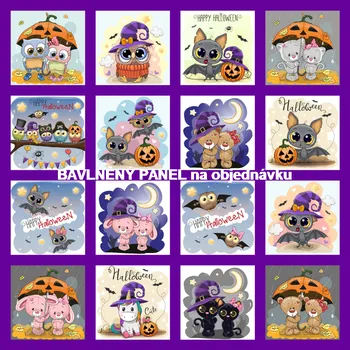 Panel bavlna - sada motivů-NP187 HALLOWEEN Velikost: 20x20cm