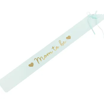 Party dekorace Papírová šerpa Mom to be světle tyrkysová se zlatým nápisem 75 cm