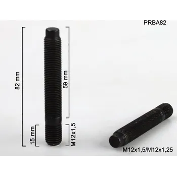Šroubek na kolo Kolový Svorník M12x1,5x15/M12x1,25 oboustranný závit, černý, celková délka 82mm (Kolový šteft)