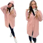 Kabát Soprato růžový vlněný oversize s kapucí ke kolenům