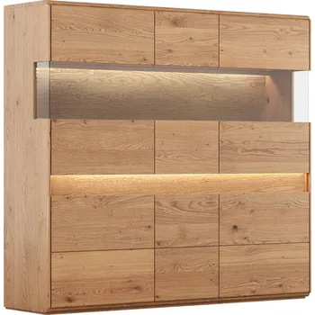 Knihovna Nízká dubová vitrína Divisione - Katmandu Světlý dub 163.5x152 cm