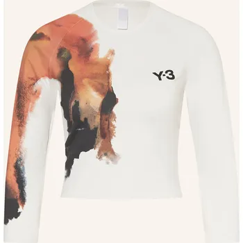 Dámské tričko Y-3 Dámské Tričko S Dlouhým Rukávem Crop, krémová / tmavě...