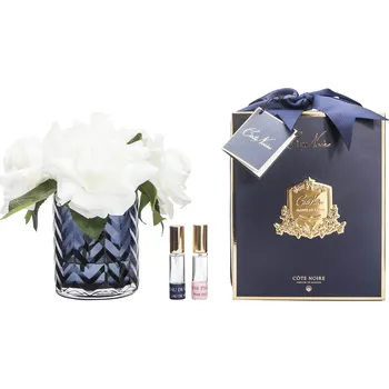 Aroma difuzér Côte Noire Herringbone Blue Box kytice parfémovaných růží White Roses