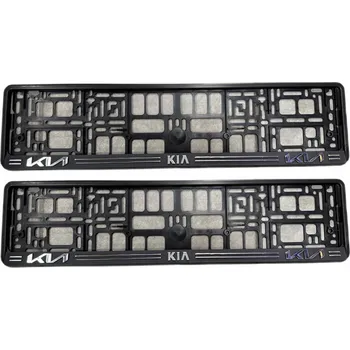 autokoberec Sada rámečků pod SPZ 3D černé KIA chromované logo elegantní 2ks