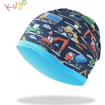 Čepice Chlapecká jarní/podzimní čepice Kugo CF5625 – stavební stroje (bavlněná čepice pro kluky)