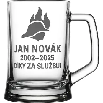 Sklenice Půllitr s pískovaným motivem "Hasičský důchod" (Půllitr s pískovaným motivem hasičský důchod, skleněný)