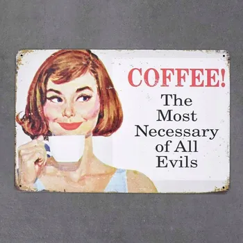 Obraz Dekorativní kovová tabule COFFEE SENTENCE