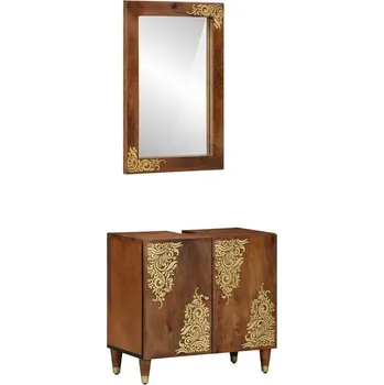 Koupelnový nábytek vidaXL Sada koupelnových skříněk Nástěnný se dveřmi 2 pcs Medová hnědá [3310147]