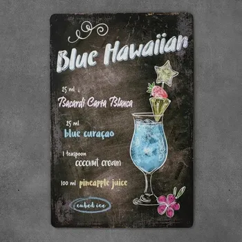 Obraz Dekorativní kovová cedule BLUE HAWAIIAN