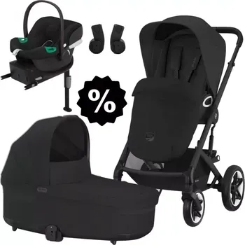 Kočárek CYBEX Set Talos S Lux + korba + adaptéry + autosedačka + základna 2024 Moon Black (Black Frame)
