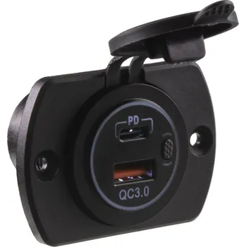 2x USB zásuvka v panelu USB QC3.0 + USB-C