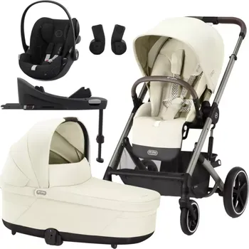 Kočárek CYBEX Set Balios S Lux + korba + adaptéry + Cloud G i-Size + základna G 2025 Seashell Beige Taupe Frame